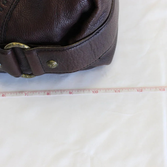 Brighton Montana Black & Brown Pebbled Leather Studded Large Purse Boho Handbag - Picture 15 of 16